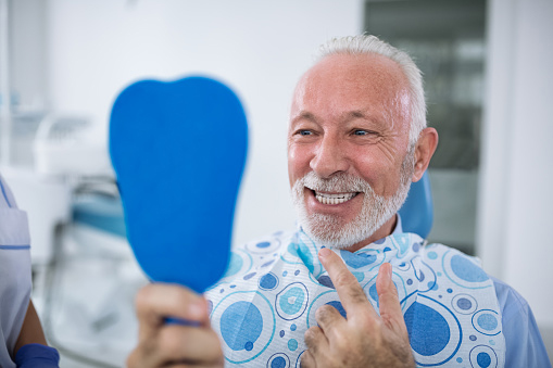 Older man at dentist office at Martin Periodontics in Mason, OH